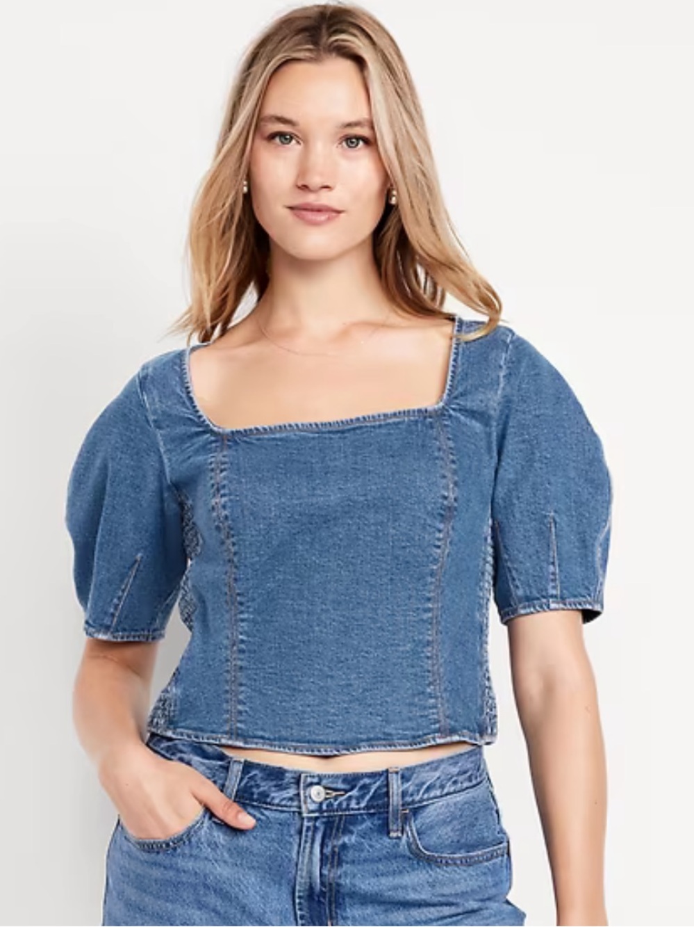 denim crop top NWOT
